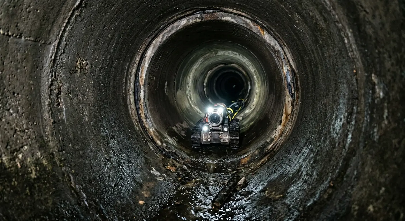 Robotic sewer camera inspecting pipe interior for Drain Snake Service in Mentor